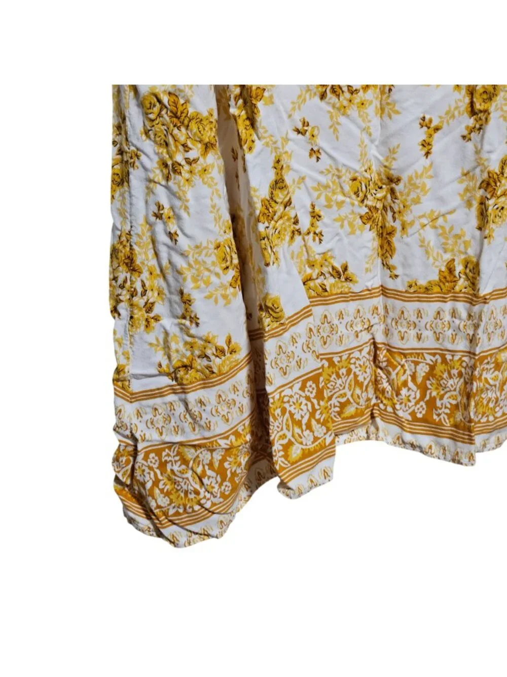 Vintage Cottagecore Dress Size 40 Floral Peasant Boho Yellow Midi Long Sleeve